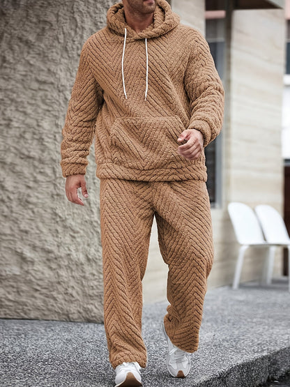 Heren zachte hoodie- en joggingbroekset, comfortabele tweedelige set