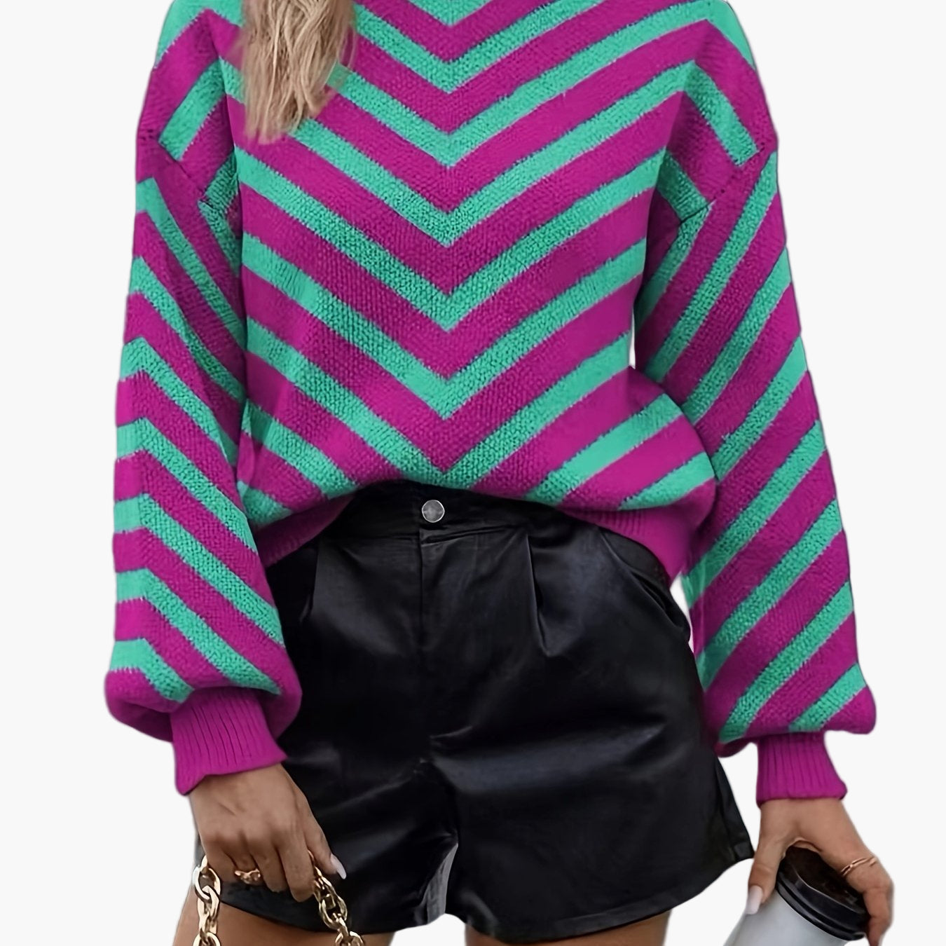 Damen Strickpullover mit Zickzack-Muster für Herbst und Winter – Eleganter Freizeit-Sweater