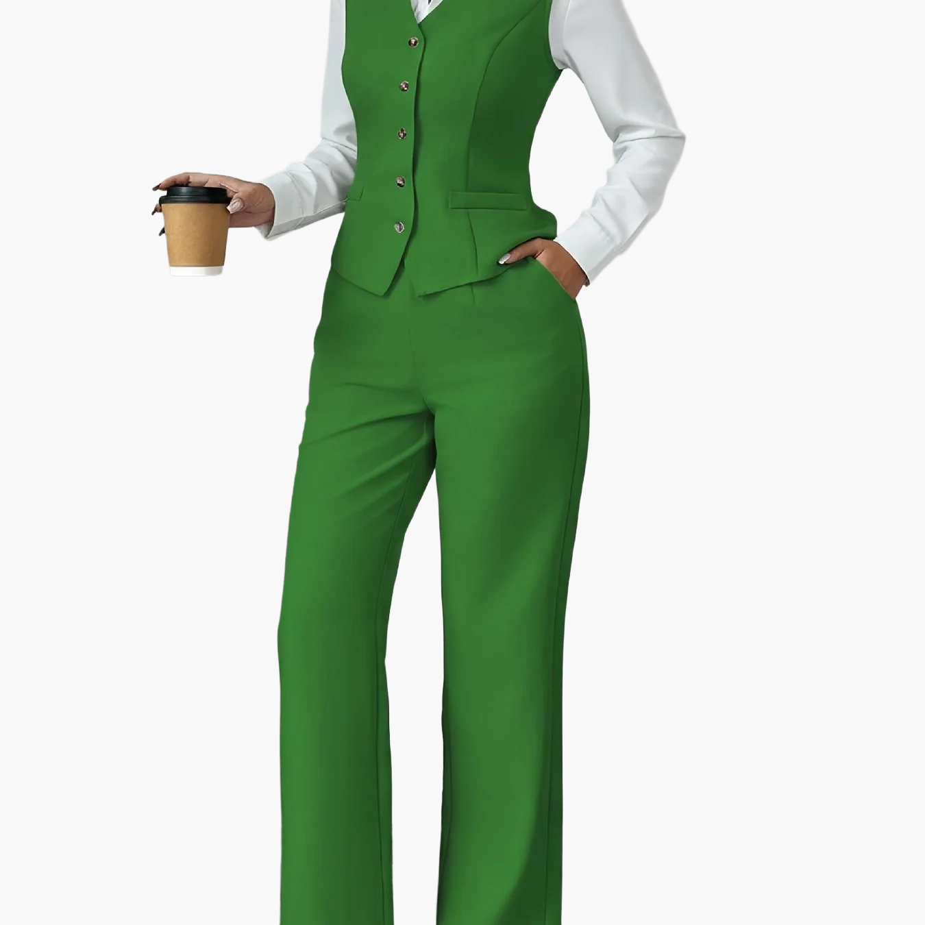 Dame Business Dress Sett Elegant med Vest og Bukse – Stilig Vår- og Sommerantrekk for Kontor og Hverdag