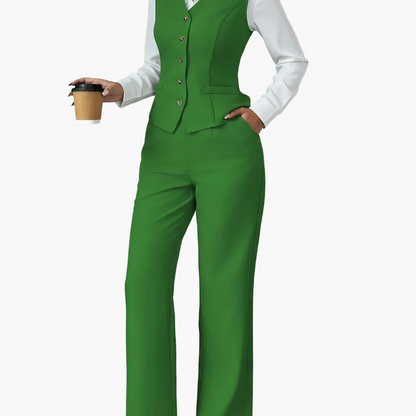 Dame Business Dress Sett Elegant med Vest og Bukse – Stilig Vår- og Sommerantrekk for Kontor og Hverdag