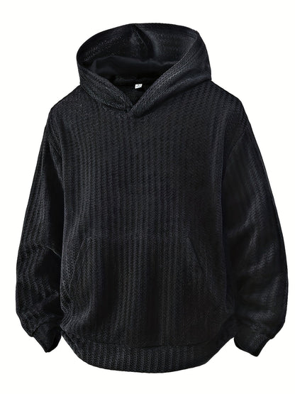 Sudadera con capucha y bolsillo canguro – Diseño acanalado, corte holgado