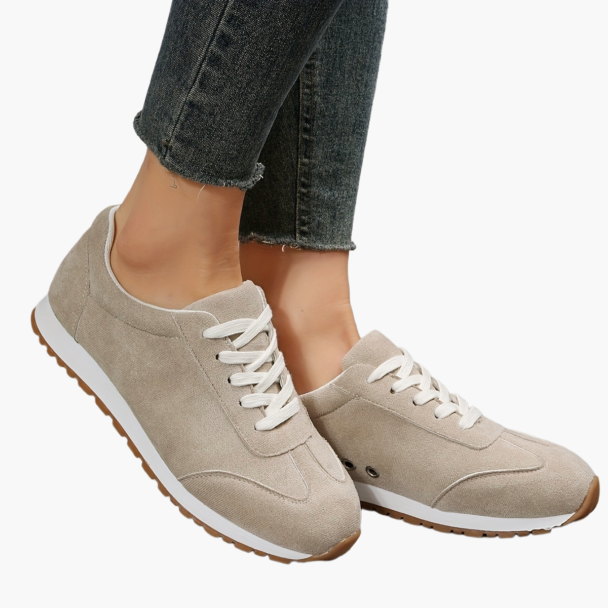 Sneaker donna classiche comode con lacci per tempo libero, quotidiano e passeggiate
