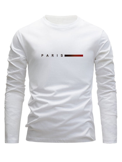 Herren Langarmshirt 3er-Set mit Rundhalsausschnitt und „Paris“-Druck
