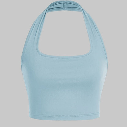 Dame Halterneck Croptop med åben ryg – Moderne sommerbasic til fritid og fest