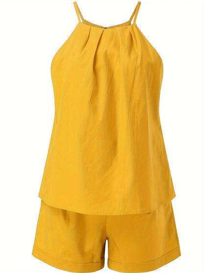 Tuta corta estiva elegante da donna con cintura – Completo alla moda per tempo libero e vacanze