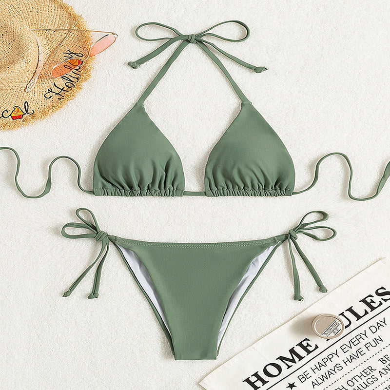 Anna – Farverig bundet halter-bikini