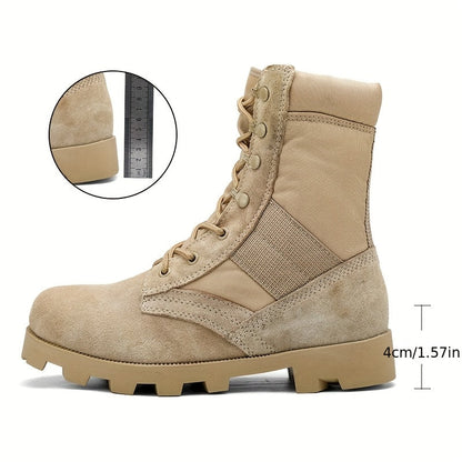 Stivali da uomo beige da esterno con lacci e cerniera