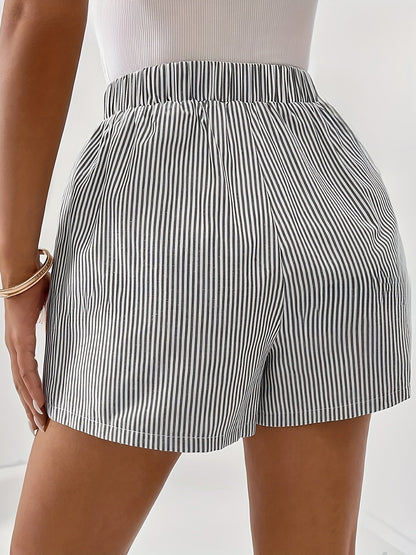 Damen Elegante High Waist Shorts mit Streifen – Sommer Freizeitmode
