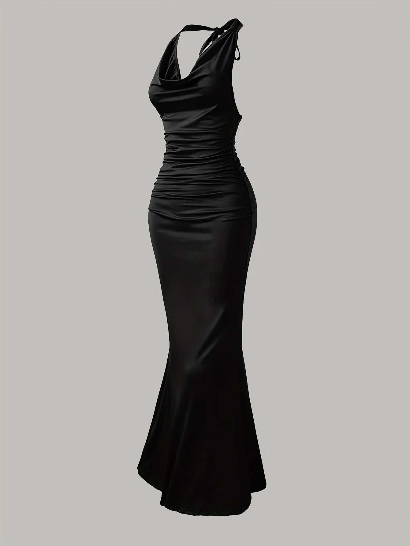 Dame Aftenkjole Elegant Ryggfri Maxi Fest Halterneck Figurformende