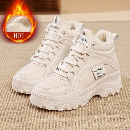 Damen Gefütterte Plateau Sneaker Stiefel Winterschuhe Warm