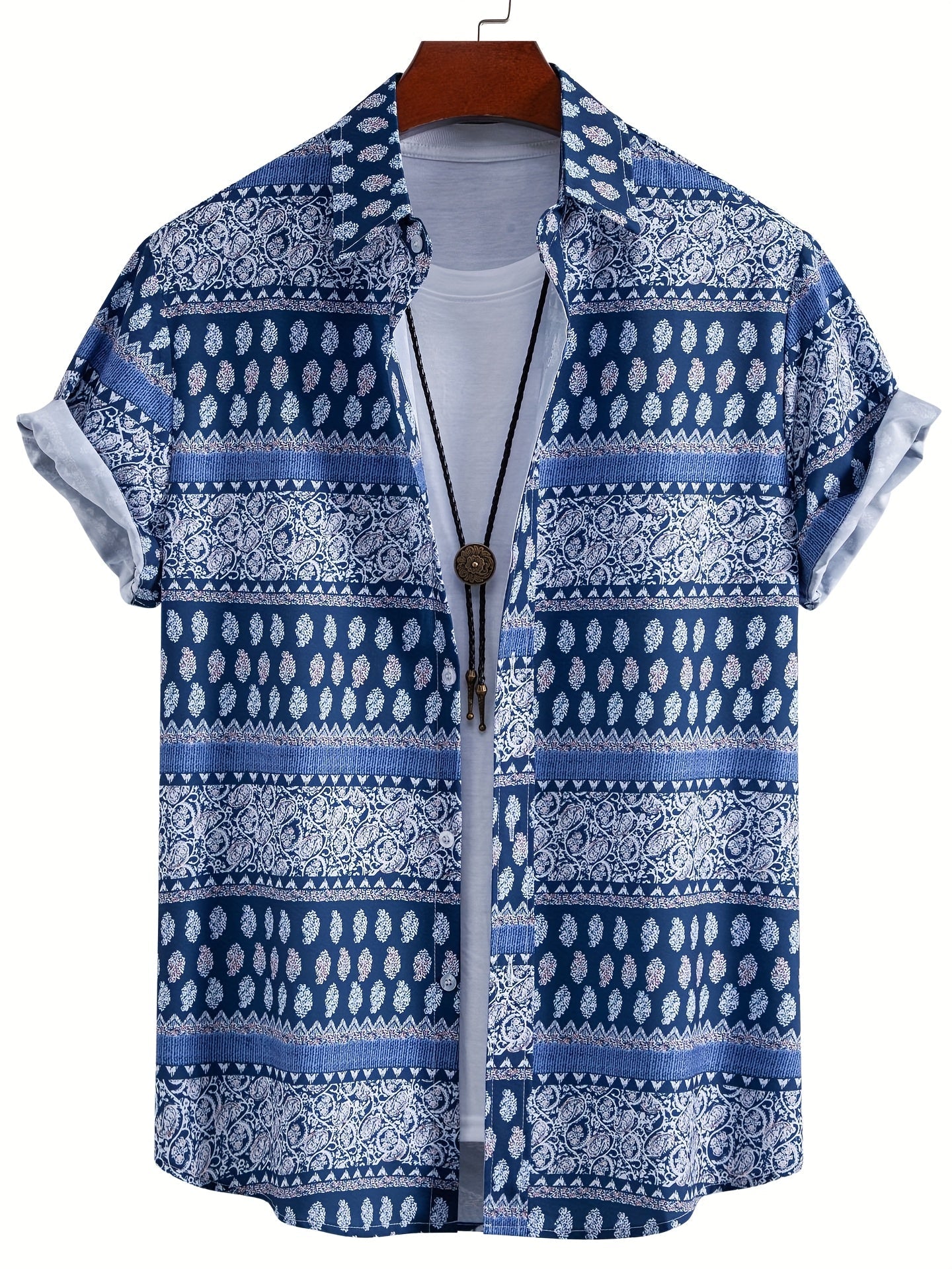 Chemise de villégiature à manches courtes pour homme avec imprimé coquillages – Look estival maritime pour la plage et les loisirs