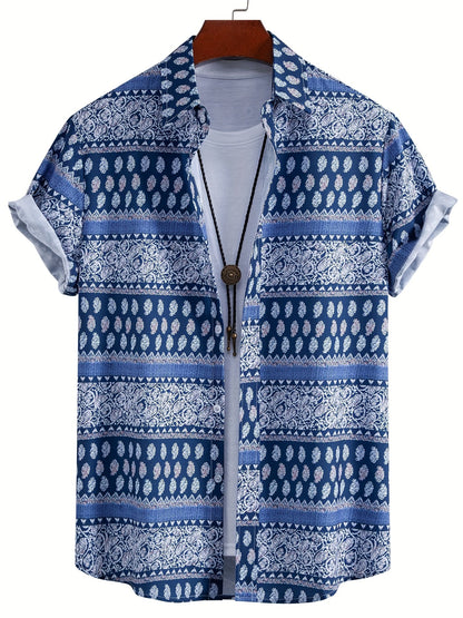 Chemise de villégiature à manches courtes pour homme avec imprimé coquillages – Look estival maritime pour la plage et les loisirs