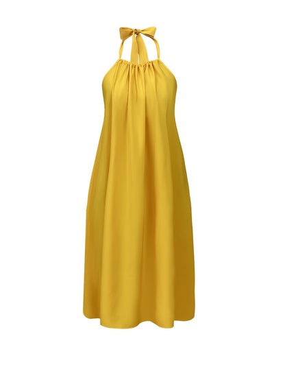 Dame maxikjole rygfri halterneck elegant sommerfest fritid