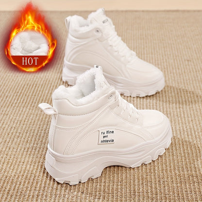 Damen Gefütterte Plateau Sneaker Stiefel Winterschuhe Warm