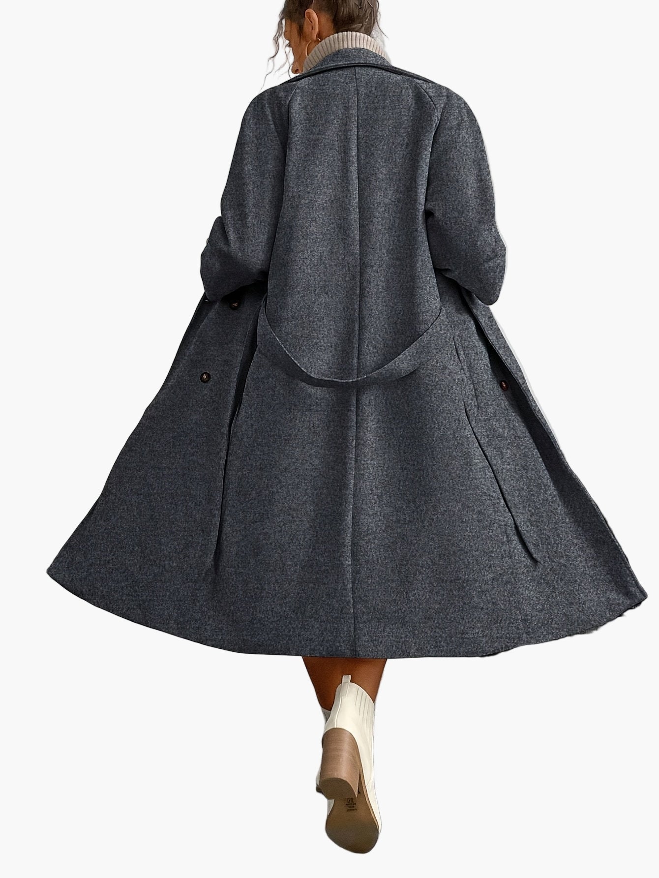 Manteau d'hiver élégant pour femme avec ceinture et poches – Long manteau stylé pour le quotidien et le bureau