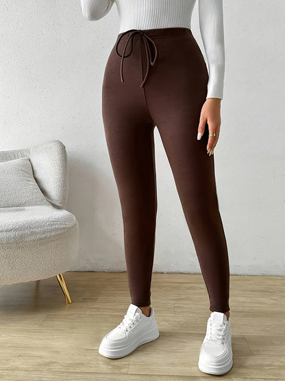 Damen Thermo-Leggings Braun mit Kordelzug
