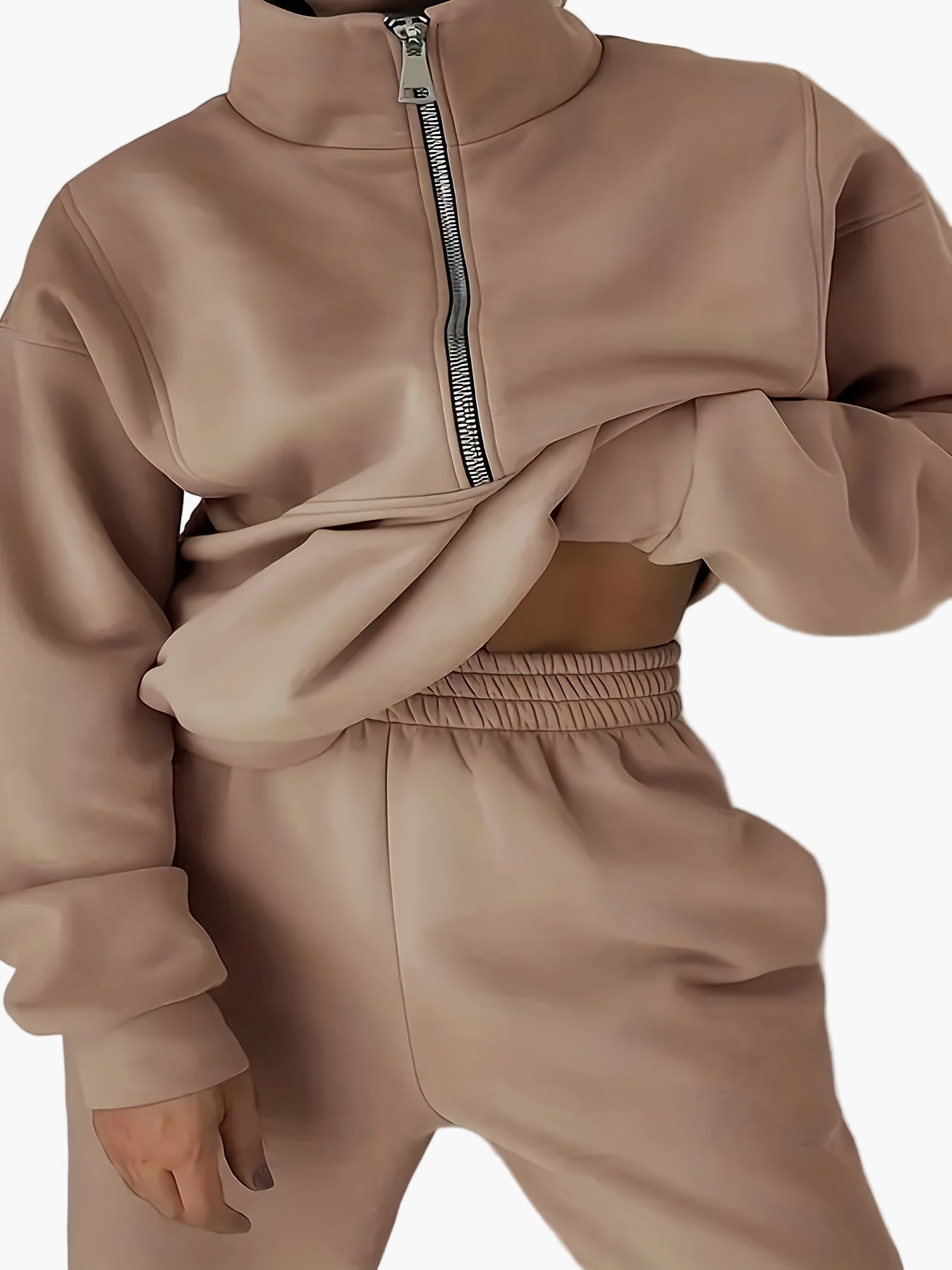 Felpa con Mezza Cerniera Donna Completo Tuta – Look Casual Moderno per Autunno e Inverno