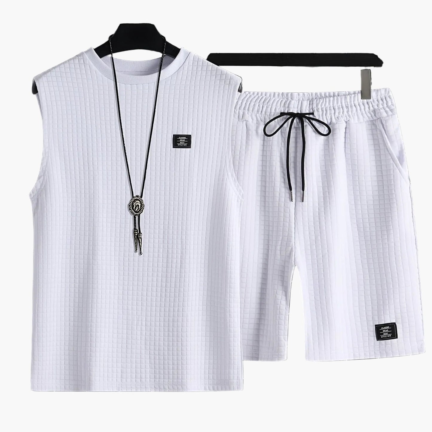 Męski zestaw casual bezrękawnik i szorty swobodny letni look