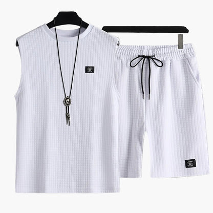 Męski zestaw casual bezrękawnik i szorty swobodny letni look