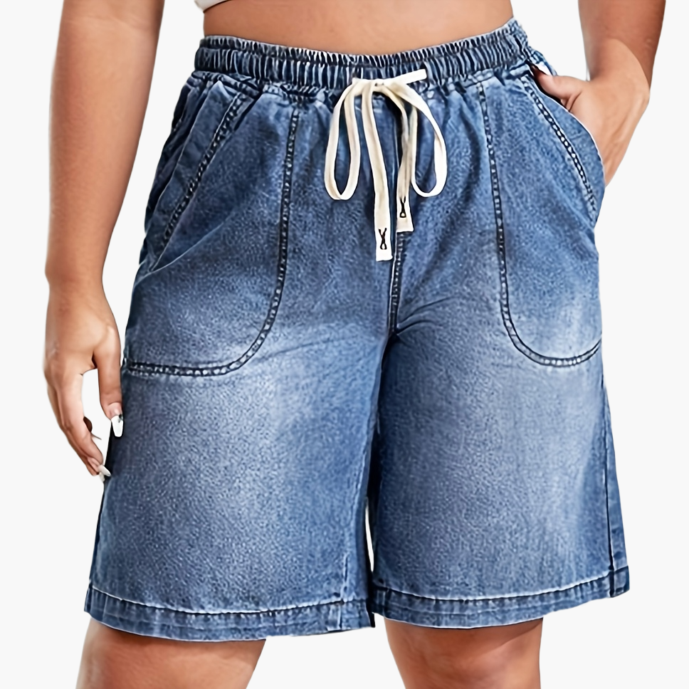 Dame bermudashorts i afslappet stil med snøre til forår og sommer