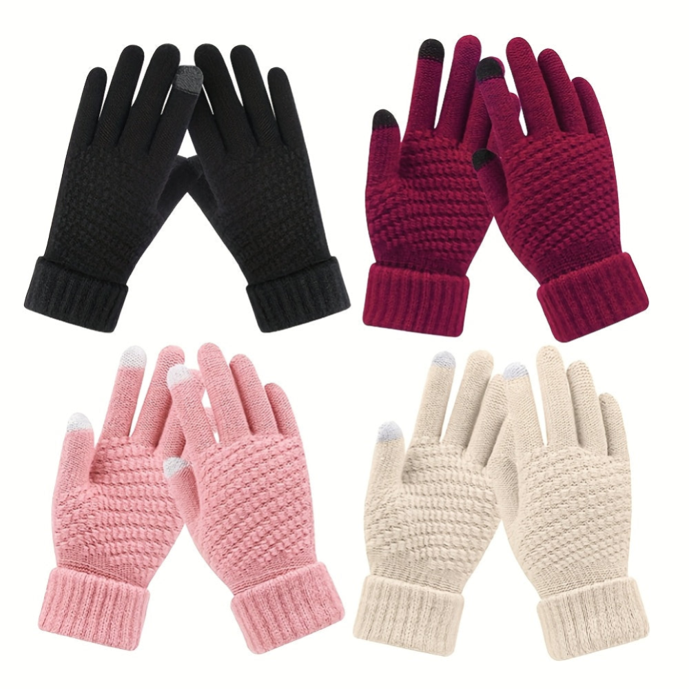Guantes de punto unisex con función para pantalla táctil, con forro cálido