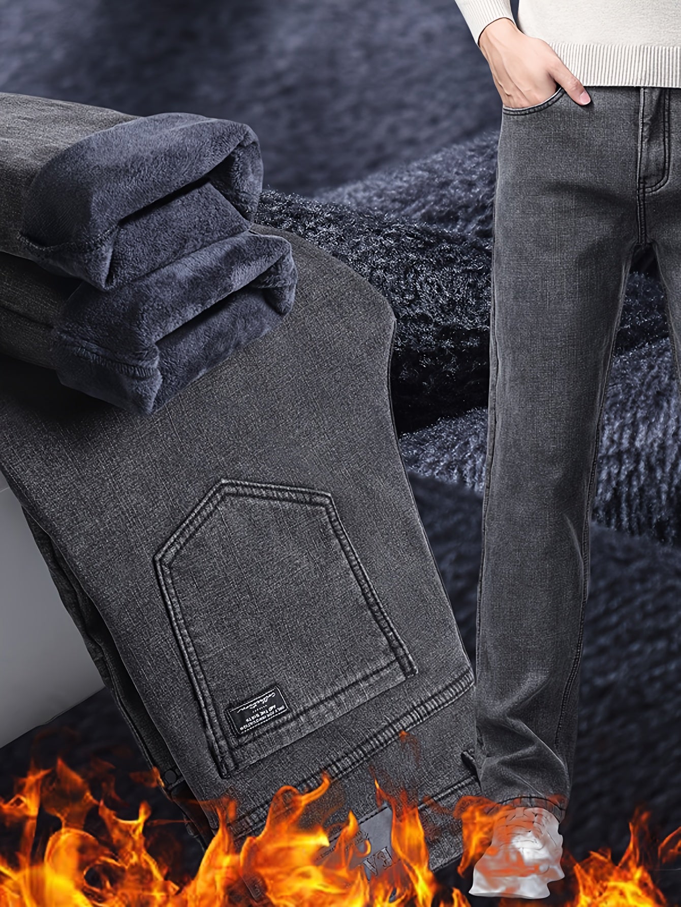 Herren Jeanshose Grau mit geradem Schnitt
