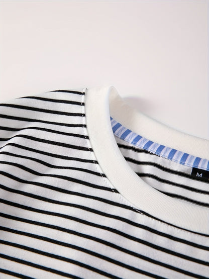 Męski T-shirt z klasycznymi paskami – krótki rękaw, nowoczesny i wszechstronny