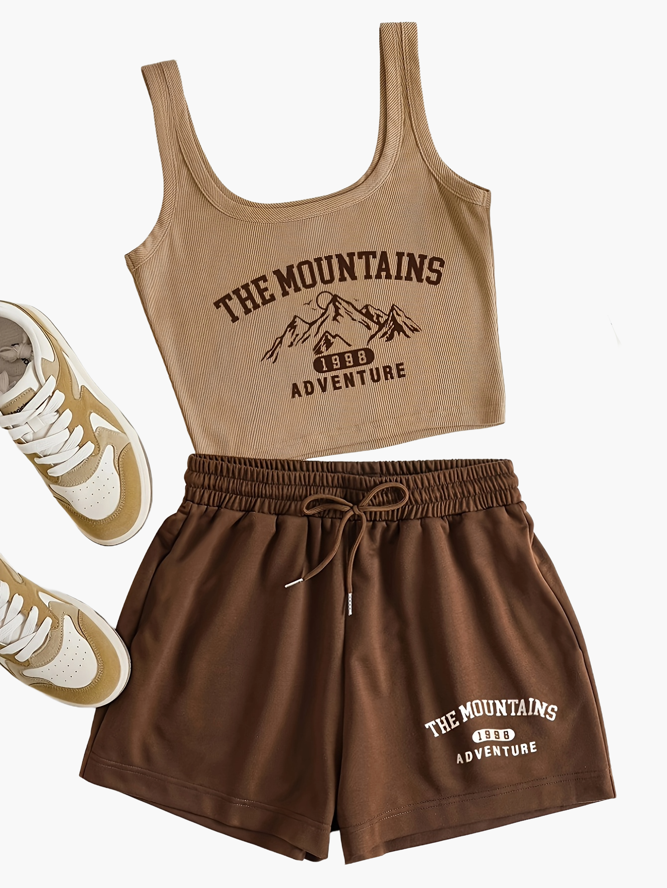 Damski zestaw sportowy na co dzień – The Mountains Adventure top i szorty – letni strój do relaksu