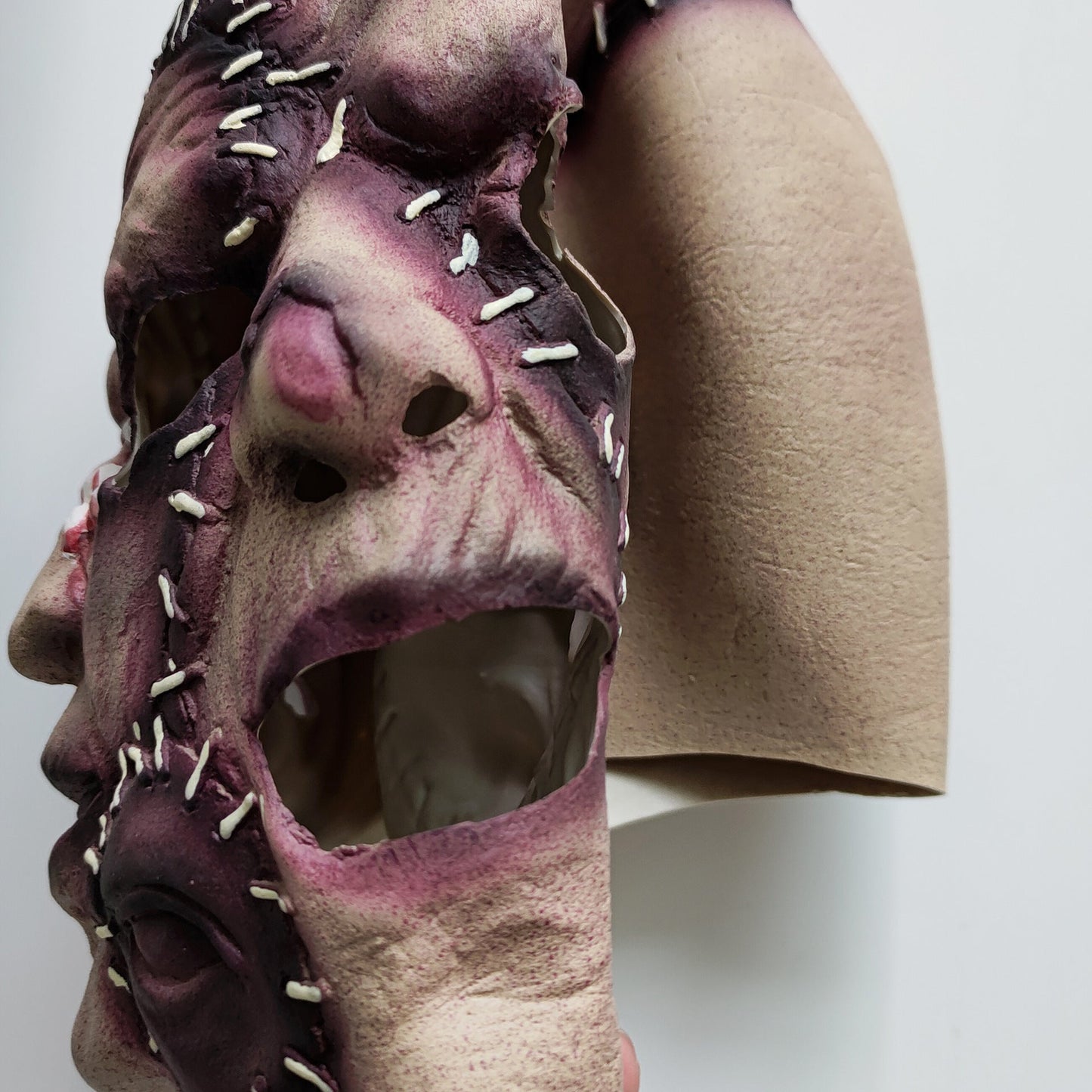 Maschera horror in lattice a tre volti di Halloween per adulti – Maschera costume terrificante per feste e decorazioni spaventose