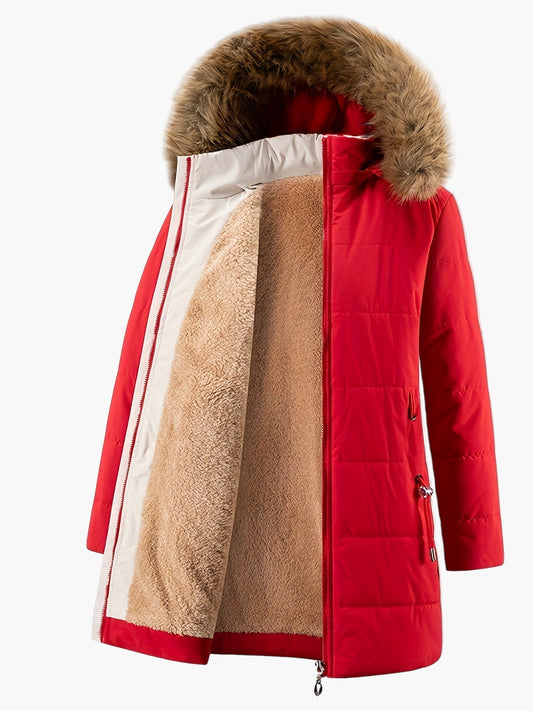Dames winterparka met capuchon en kunstbont – Modieuze warme jas voor koude dagen
