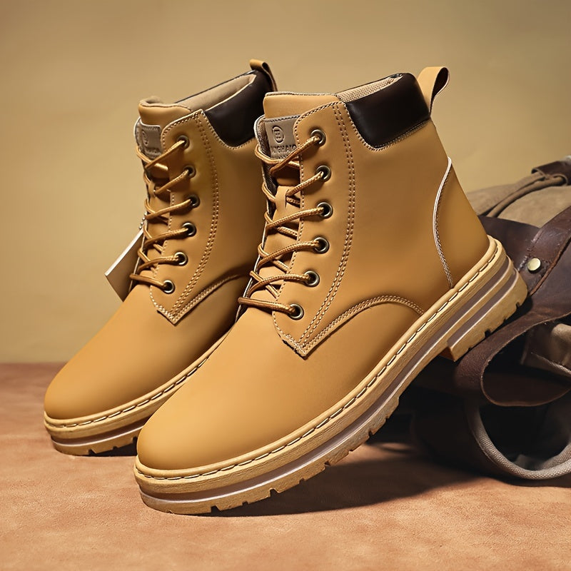 Herren Worker Stiefel mit Schnürung und Profilsohle