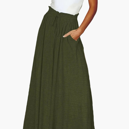 Pantaloni palazzo a vita alta da donna con cintura a fiocco – Stile elegante casual per tutti i giorni e ufficio