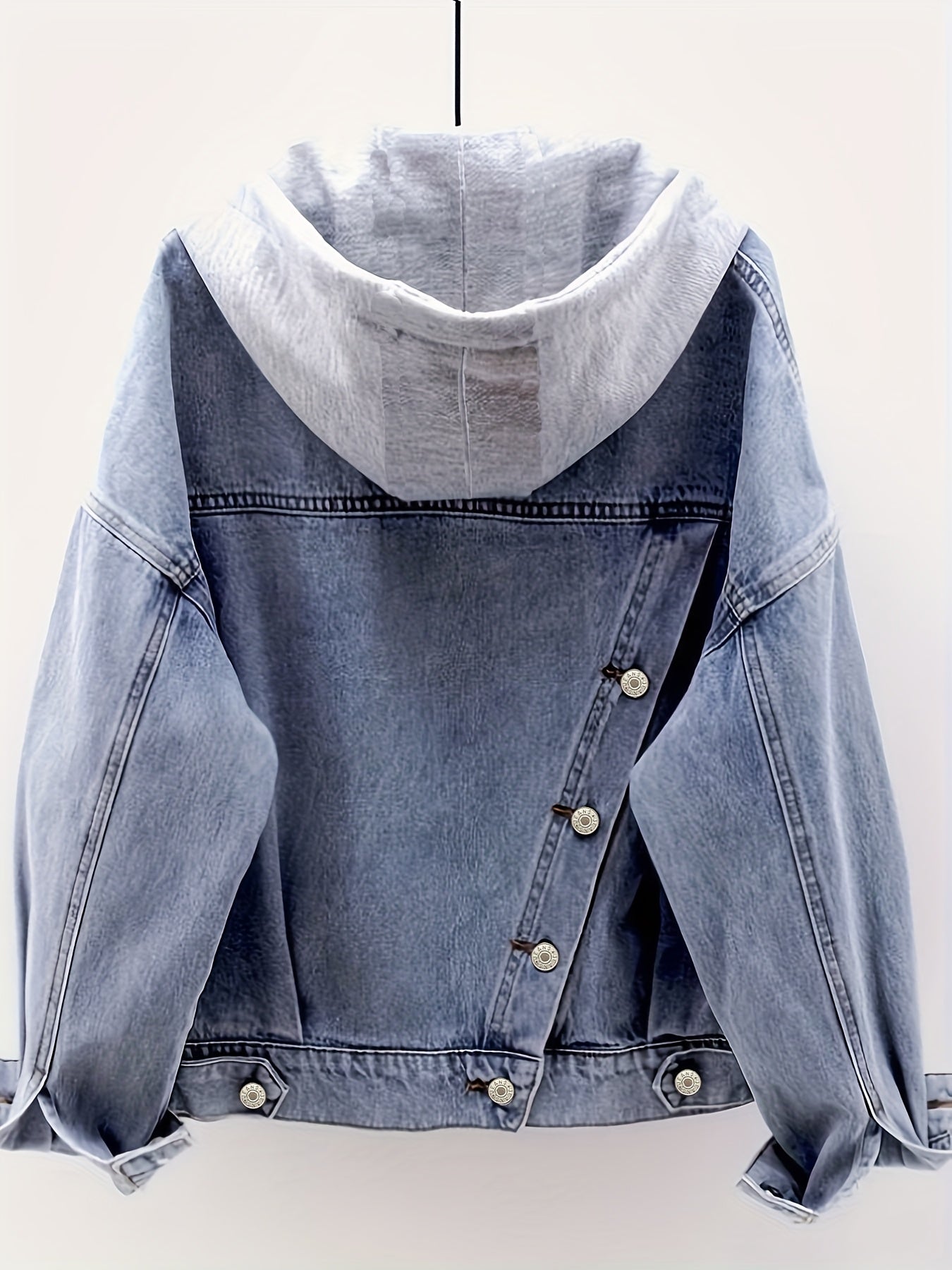 Damen Jeansjacke mit Kapuze Hellblau Weite Passform