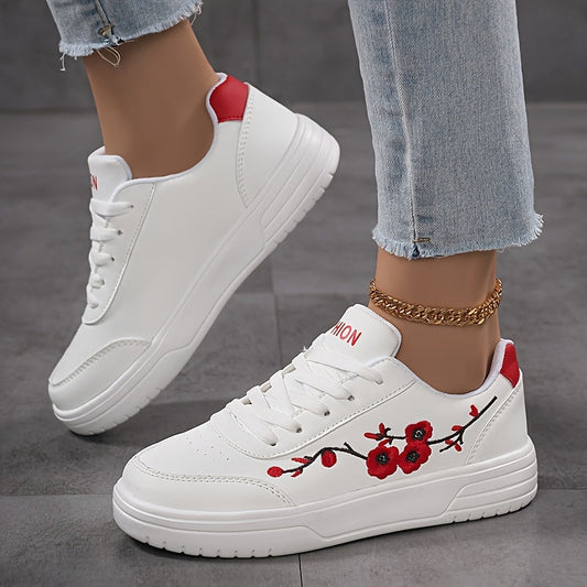 Zapatillas de mujer con bordado de flores y estilo urbano moderno – Calzado casual para el día a día y la ciudad