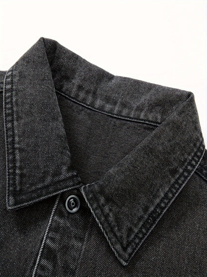 Herre jeansvest i avslappet stil – ermeløs fritidsvest med knappestolpe og krage