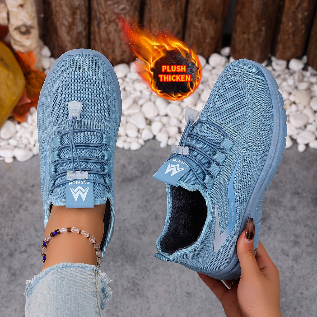 Sneakers invernali da donna foderati con sistema di allacciatura rapida