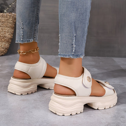 Damen Plateausandalen mit Klettverschluss – Elegante Sommerschuhe für Alltag und Freizeit