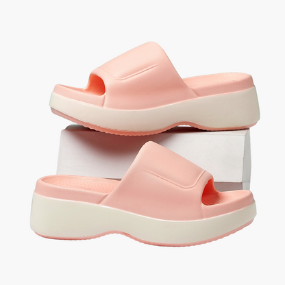 Damen Plateau-Slipper für den Sommer – Bequeme Freizeit Hausschuhe mit offenem Zehenbereich
