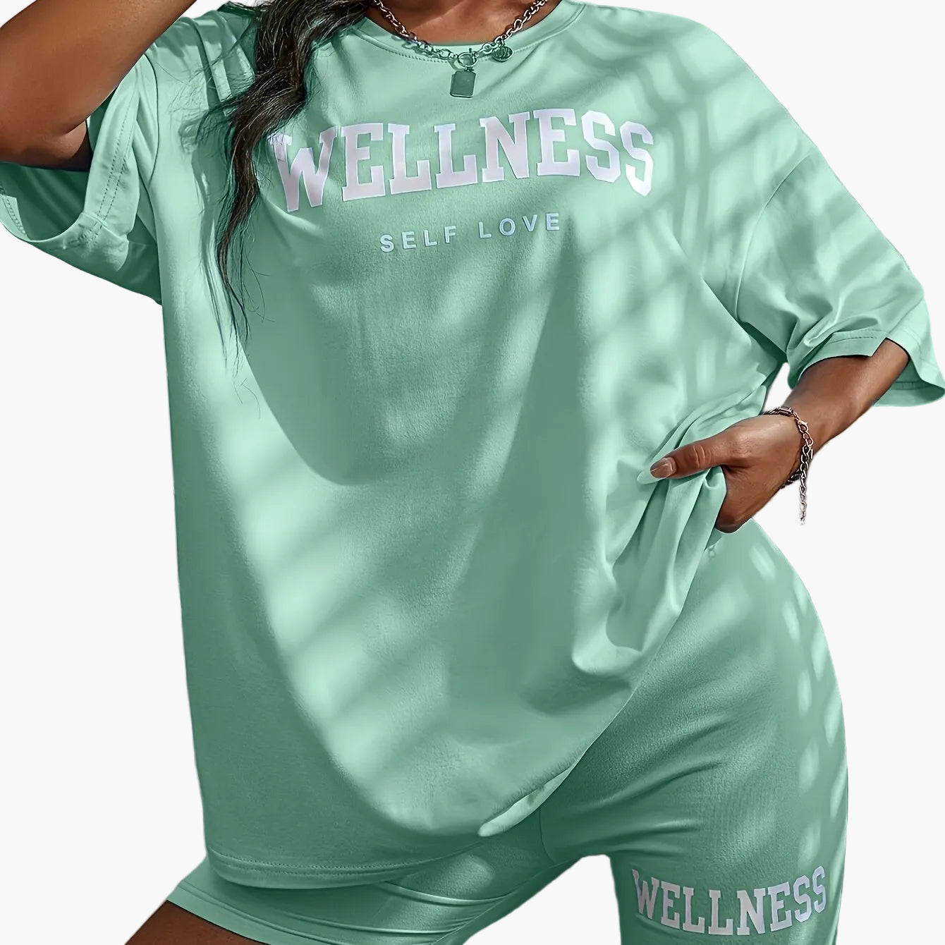 Damen Wellness Lounge Set Oversize T-Shirt & Radlerhose – Freizeit & Self Love Outfit