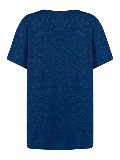 Damen Sommer-Shirt mit asymmetrischem Ausschnitt und Knopfdetail – Lässiges, modisches Freizeitoberteil