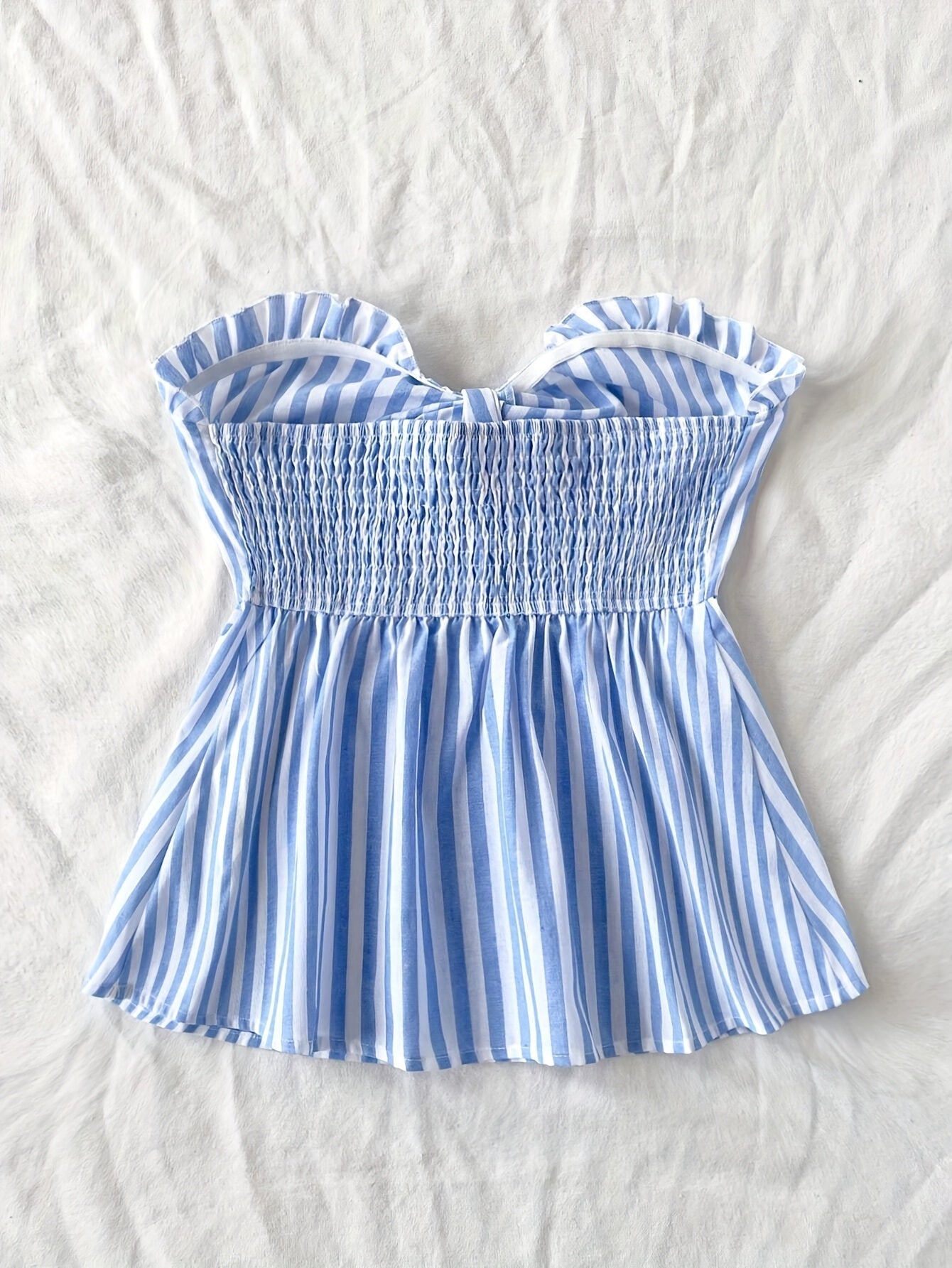 Damen Bandeau Top mit Schleifen-Detail und Streifen – Modisches Sommer Oberteil für Freizeit und Urlaub