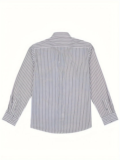 Chemise décontractée homme slim fit à rayures avec patte de boutonnage – Parfaite pour le quotidien et les sorties