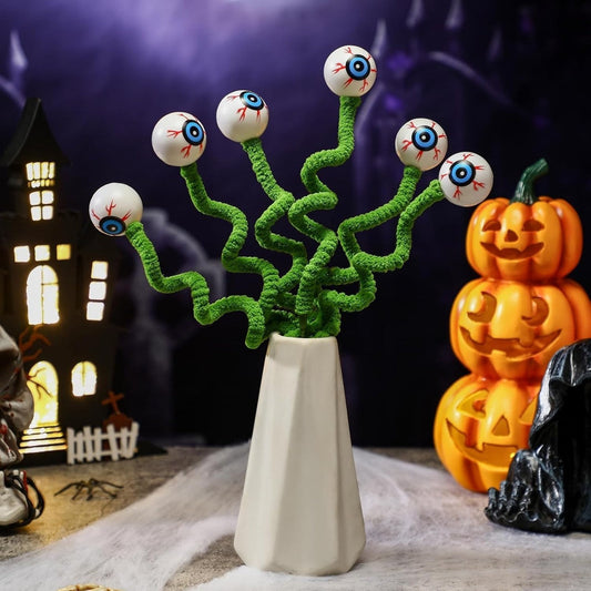 Halloween dekorationsväxt med ögon – Kuslig dekoration för fest & hem