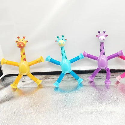 Kinder cartoon giraffe fidget speelgoed – telescopische zuignap anti-stress speelfiguur – unisex, sensorisch leerspeelgoed