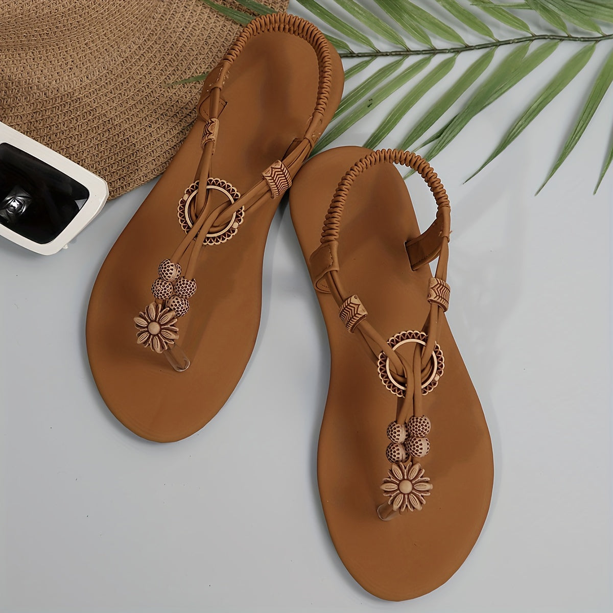 Infradito da donna con decorazione floreale boho – Scarpe estive comode per tempo libero e vacanze