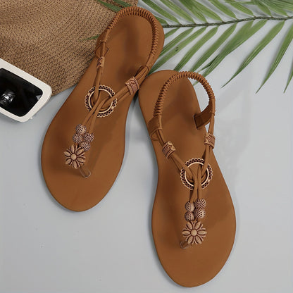 Infradito da donna con decorazione floreale boho – Scarpe estive comode per tempo libero e vacanze