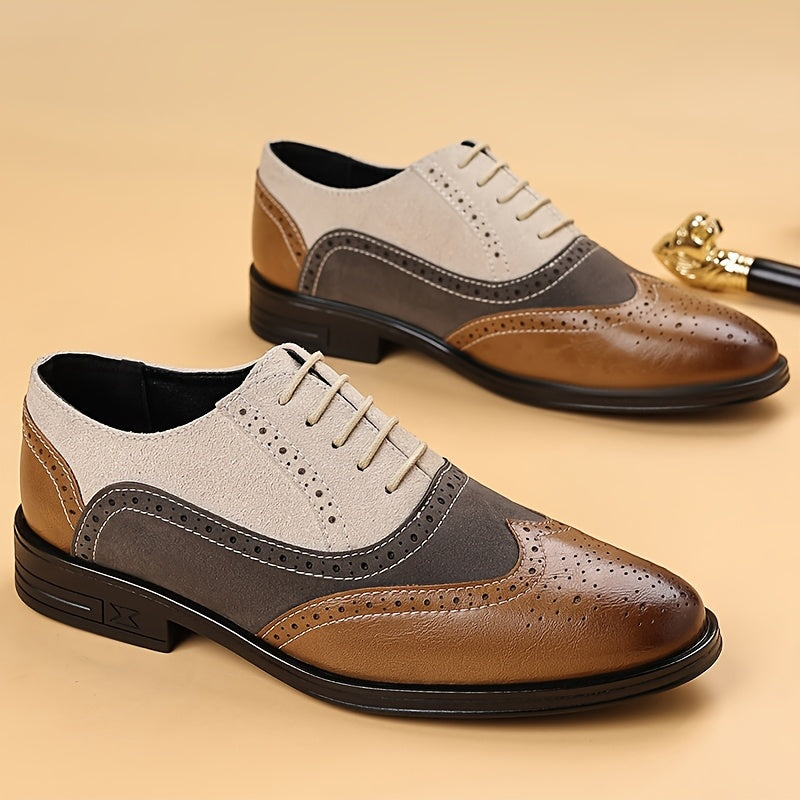 Herren Business Freizeitschuhe Klassische Brogue-Schnürschuhe für Alltag und Büro