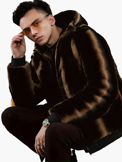 Chaqueta con capucha para hombre en look de tendencia para otoño e invierno – Declaración de moda cálida para tiempo libre y uso diario