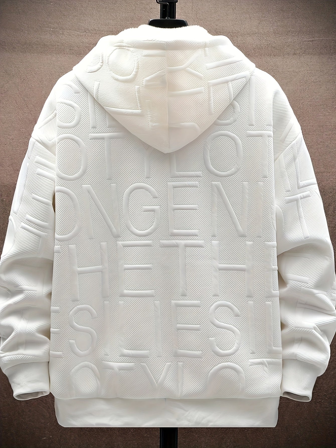Unisex vinterhoodie-jakke med lynlås, foret, struktureret look, til mænd og kvinder