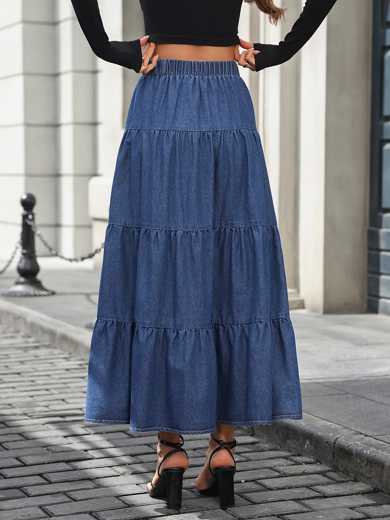 Damska spódnica maxi elegancka spódnica warstwowa moda casualowa